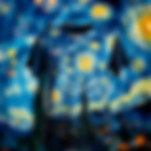 The mesmerizing swirls of Van Gogh's Starry Night in t-shirt design