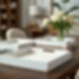 Elegant arrangement of white washed wood trays on a modern table