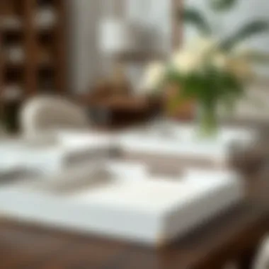 Elegant arrangement of white washed wood trays on a modern table