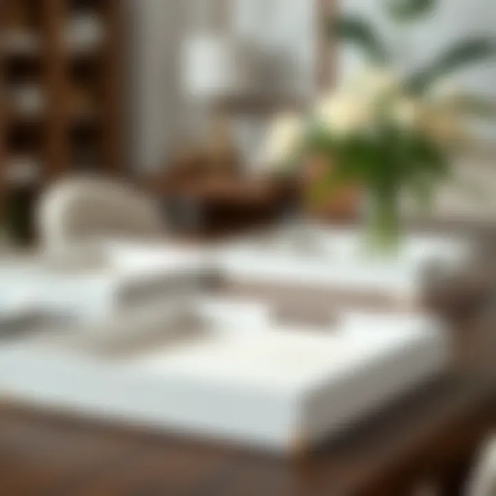 Elegant arrangement of white washed wood trays on a modern table