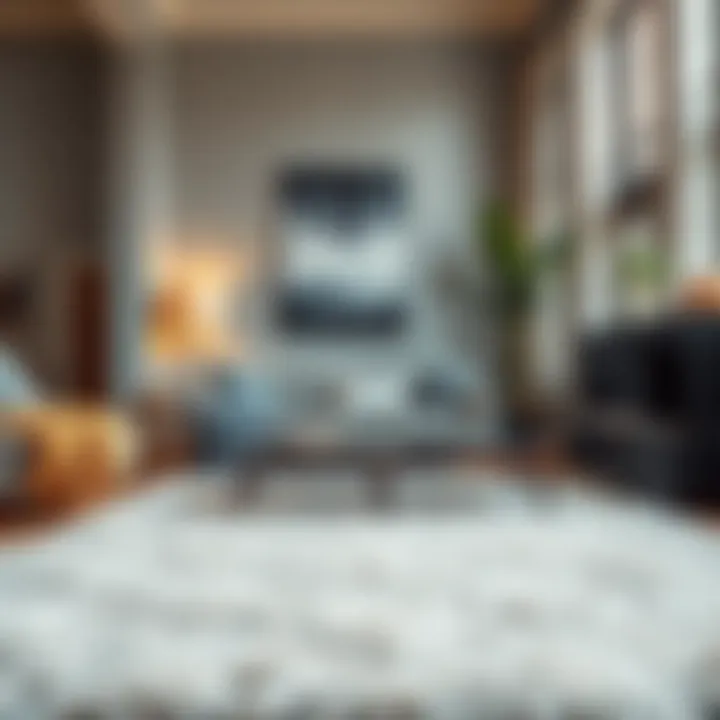 Stylish decor with light grey plush rug in a modern setting