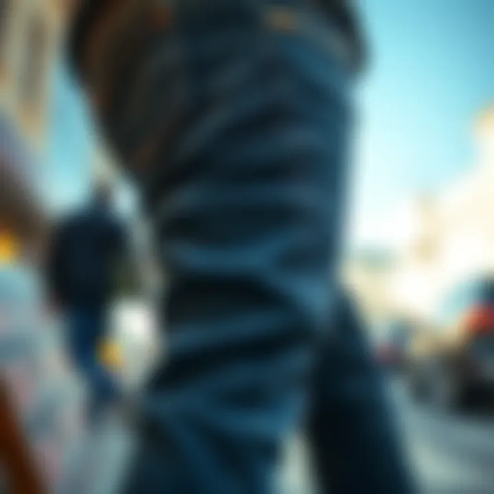 Fashion showcase featuring whiskered jeans