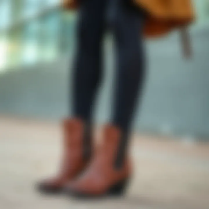 Close-up of booties paired with versatile leggings