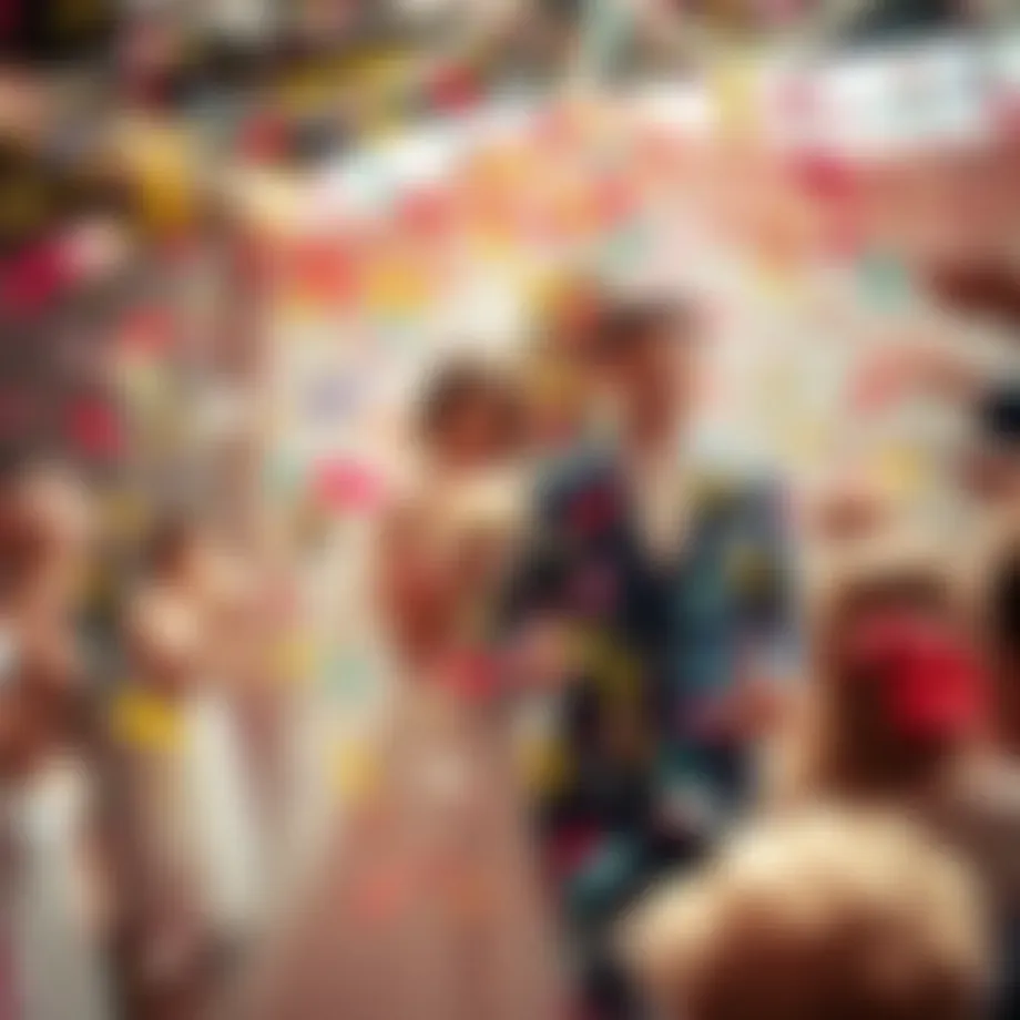 Colorful confetti shower at a wedding ceremony