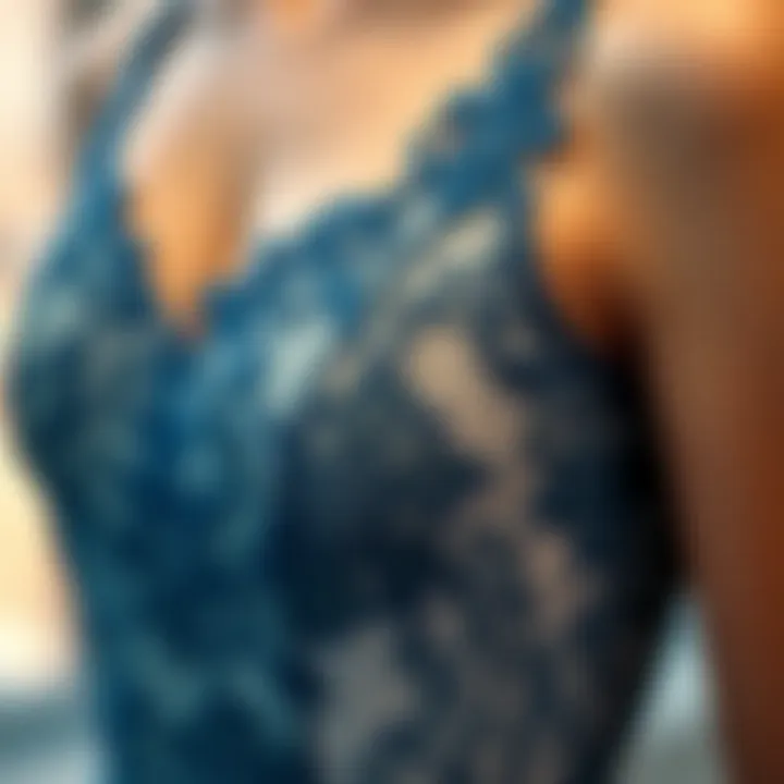 Close-up of intricate lace detailing on a ballet dress