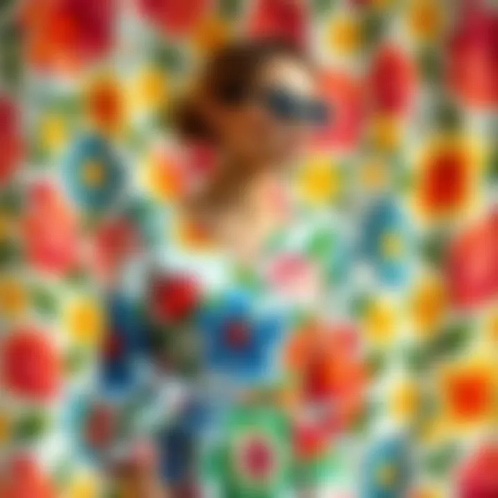 Vibrant Patterns in Floral Fashion Elegant display of casual floral print dress showcasing vibrant patterns.