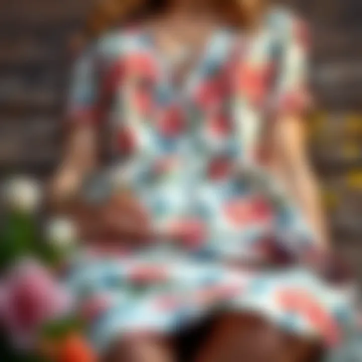 Complementary Accessories for Floral Designs Stylish arrangement of accessories complementing a floral dress.