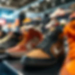 A collection of stylish footwear on display