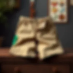 Stylish slim fit stretch chino shorts displayed on a wooden surface