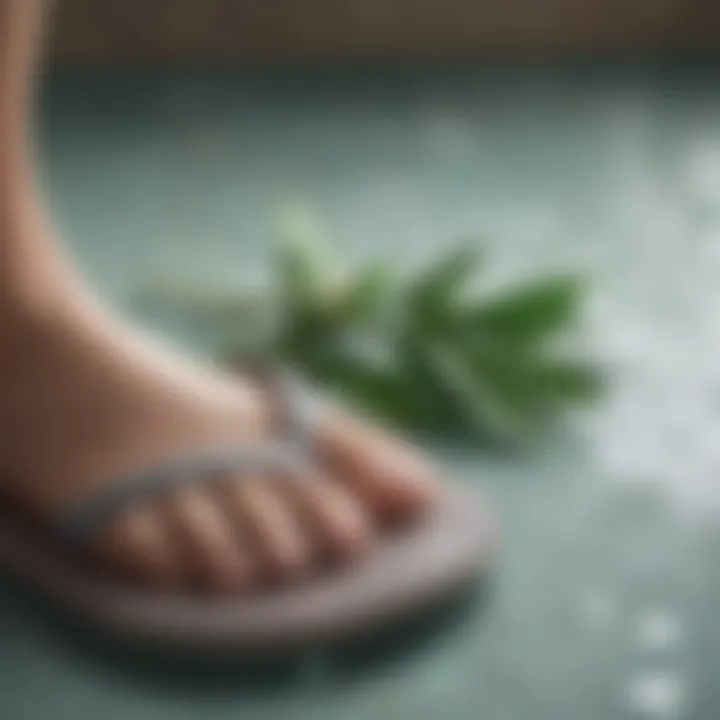 A close-up of eco-friendly materials used in shower sandals.