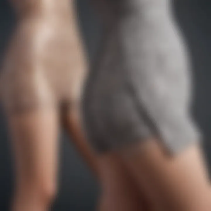 Close-up of fabric textures highlighting body suits and stockings