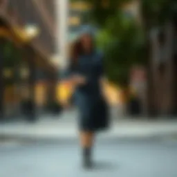 Stylish midi hoodie dress showcased in an urban setting