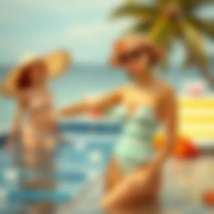 Fashion illustration showcasing 50s bathing suits