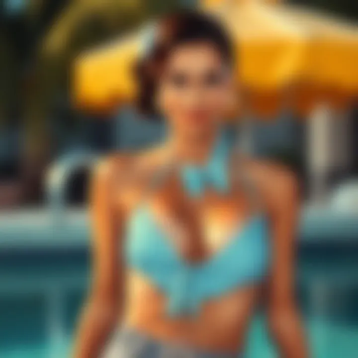 A modern adaptation of a 50s two-piece bathing suit