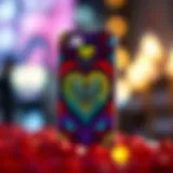 Artistic heart-themed phone case showcasing vibrant colors and intricate patterns