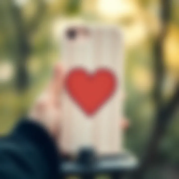 Eco-friendly phone case made from sustainable materials with a heart design