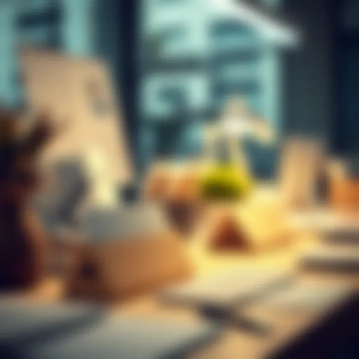 A professional workspace with organized work card holders enhancing aesthetics