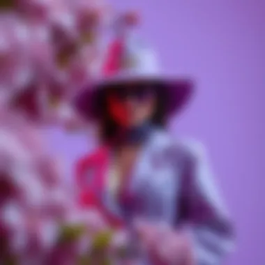 Styling tips for lilac set outfit on a vibrant background