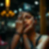 Elegant display of fishnet gloves in a fashion setting