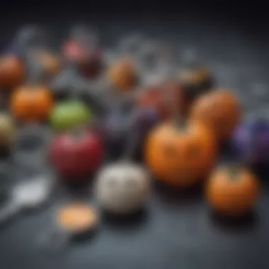 Vibrant Assortment of Halloween Keychains An assortment of Halloween keychains showcasing various colors and materials.