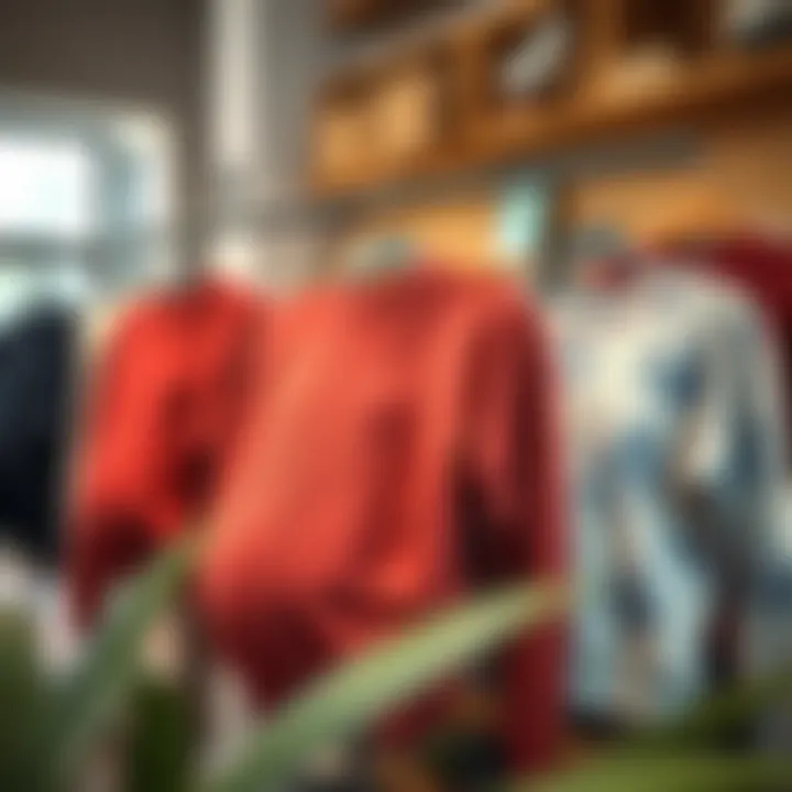 A variety of stylish pregnancy sweatshirts on display