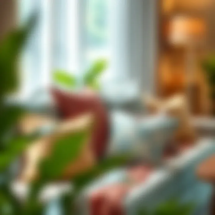 Stylish arrangement of throw pillows on a sofa