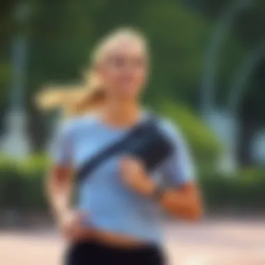 Runner Enjoying the Convenience of an Arm Bag Runner enjoying the convenience of an arm bag