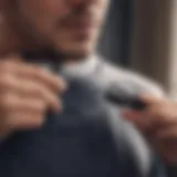 Electric shaver removing lint from a sweater