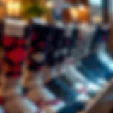 Stylish wedding socks for groomsmen on display