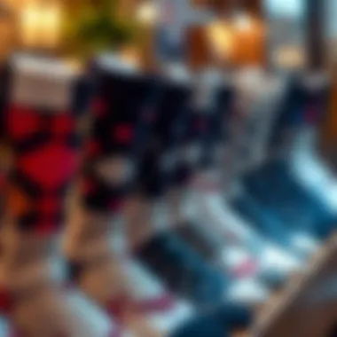 Stylish wedding socks for groomsmen on display