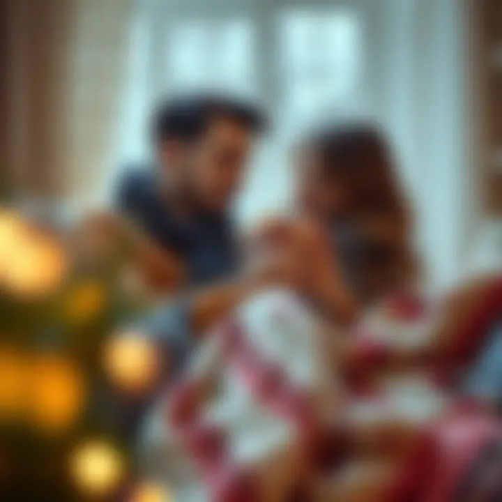 Emotional Connection Through Gift An emotional moment shared over a picture blanket gift.