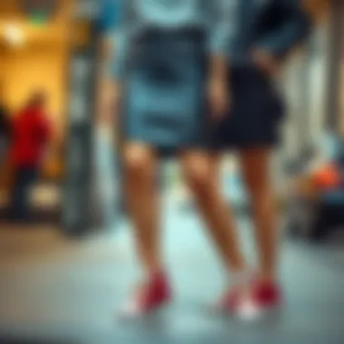 Casual Leather Skirt Ensemble Casual outfit featuring a leather skirt and sneakers