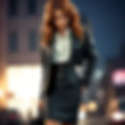 Chic leather skirt paired with a stylish blazer