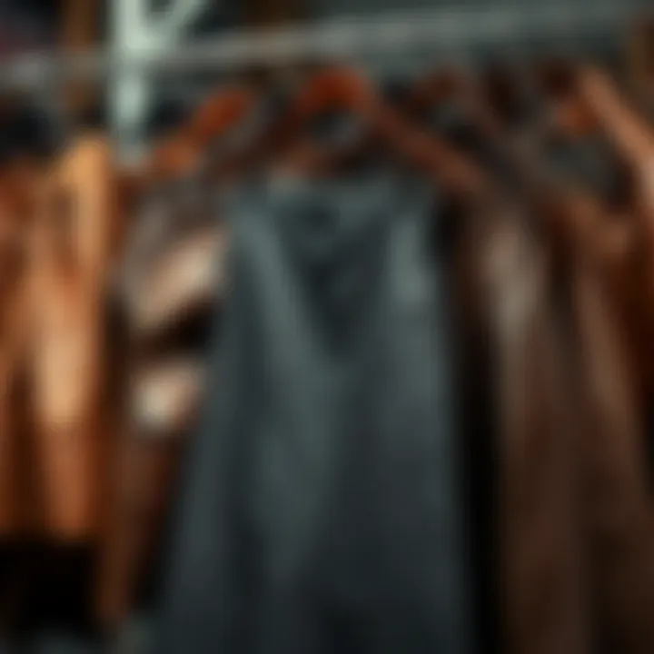 Variety of Leather Skirt Styles Different styles of leather skirts displayed on hangers