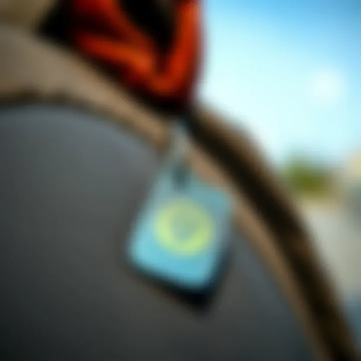 Functionality of the Reusable Bag Keychain A close-up view of a reusable bag keychain being attached to a backpack.