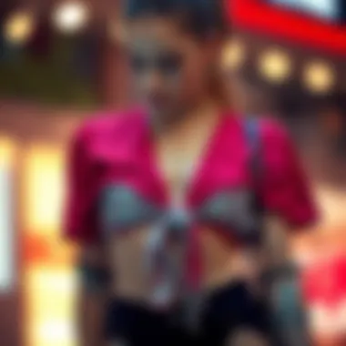 Vibrant Self-Tie Crop Top with Accessories A vibrant self-tie crop top paired with layered accessories