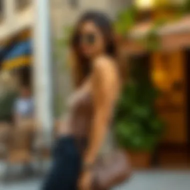 Bandeau bodycon dress styled for a casual outing