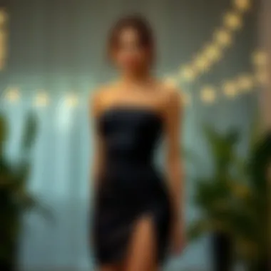 Bandeau bodycon dress showcased in a sustainable fabric