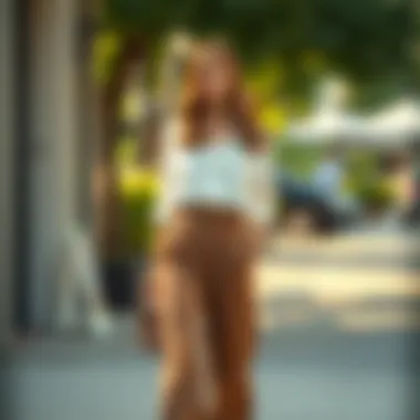 Sustainable fashion elements highlighted in high waist belted wide leg pants