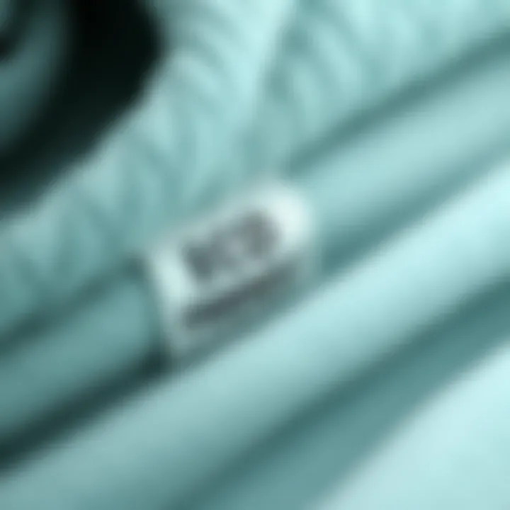 Close-up of soft fleece fabric with eco-friendly label