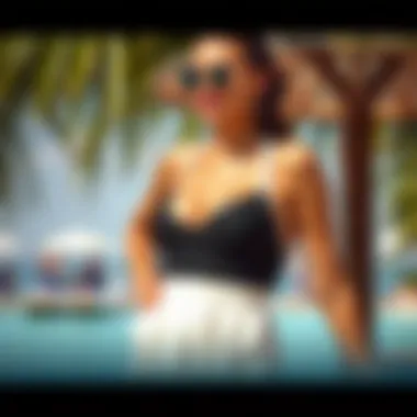 Stylish Tankini in a Summer Setting Stylish tankini in a summer setting