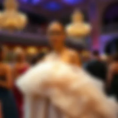 Strapless puffy dress showcased at a formal event