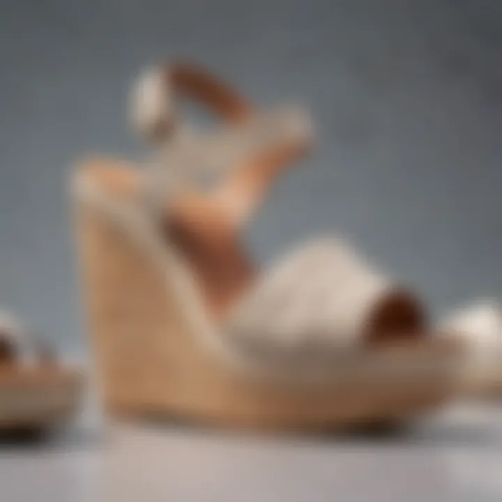 Close-up view of eco-friendly materials used in summer wedge shoes