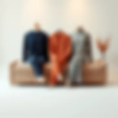 Elegant arrangement of a three-piece sweater lounge set on a minimalist background