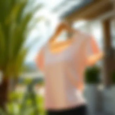 Eco-Friendly Short Sleeve Yoga Tops Eco-friendly short sleeve yoga tops displayed outdoors