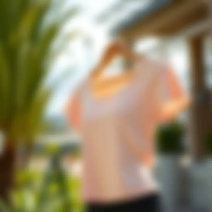 Eco-Friendly Short Sleeve Yoga Tops Eco-friendly short sleeve yoga tops displayed outdoors