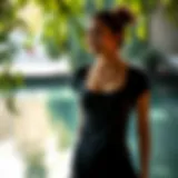 Stylish short sleeve yoga top in a serene setting