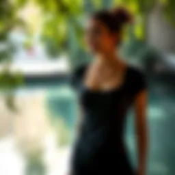 Stylish short sleeve yoga top in a serene setting