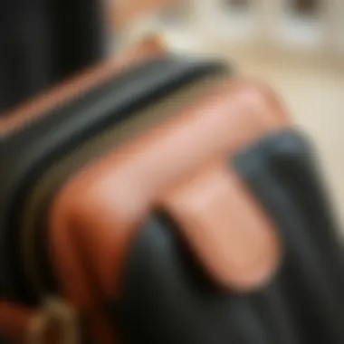 Close-up of unique material options for a stylish crossbody phone bag