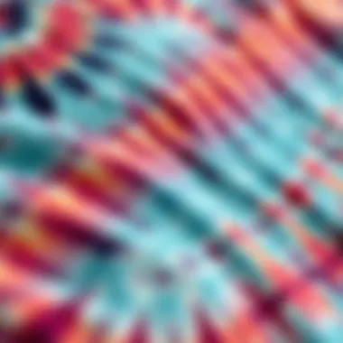 Close-up view of tie dye fabric highlighting intricate patterns
